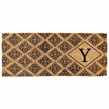 Monogram Door Mat, Black, Natural, 18 in W x 46 in L